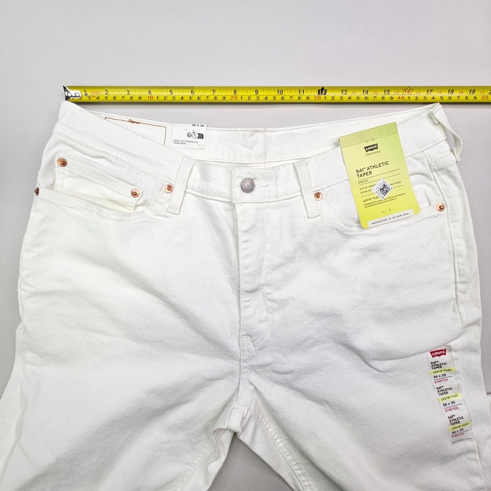 Levi's 541 Athletic Taper Jeans Mens 36x30 White Stretch Flex Denim 18181-0537 - Picture 8 of 16